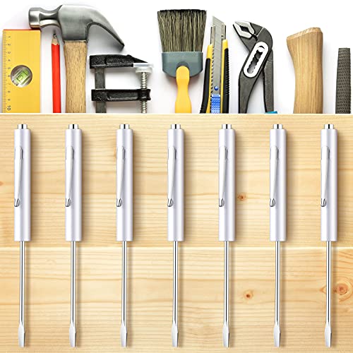 Image of Honoson 10 Pieces Pocket Screwdriver Mini Tops and Pocket Clips Magnetic Slotted Small Screw Driver with a Single Blade Head for Mechanical, Electrician(White)
