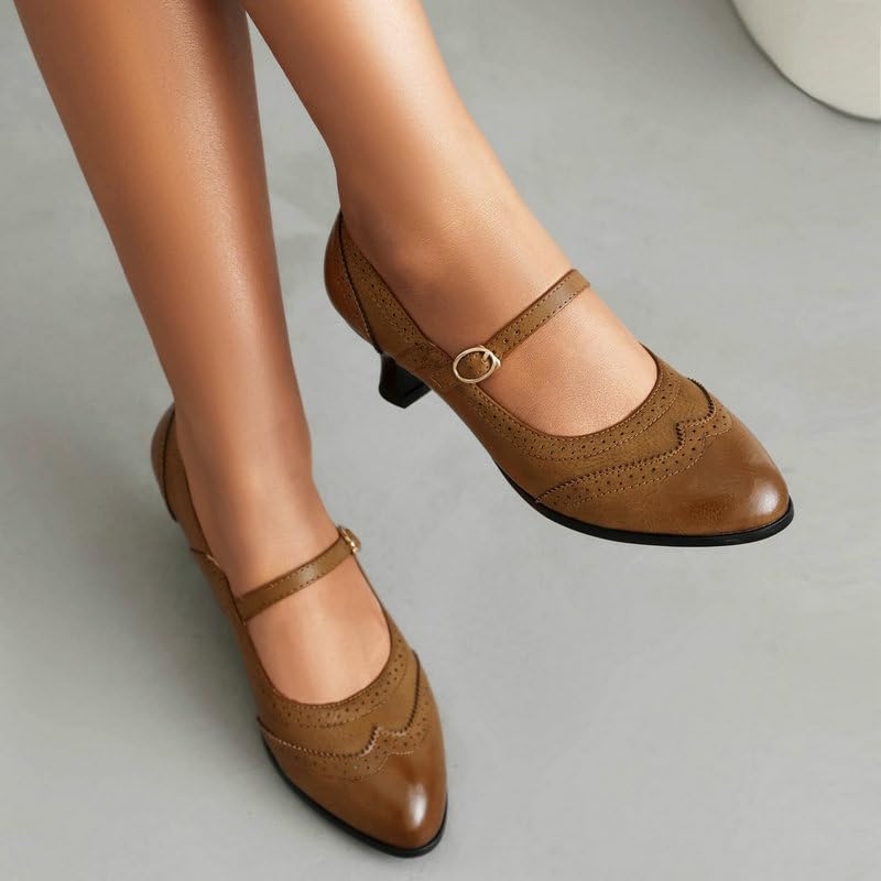 Mary Jane Style Ladies' high-Heeled Shoes - Fashionable, Retro, Versatile and Suitable for Casual wear, Suitable for Office, Commuting or semi-Formal Occasions.3