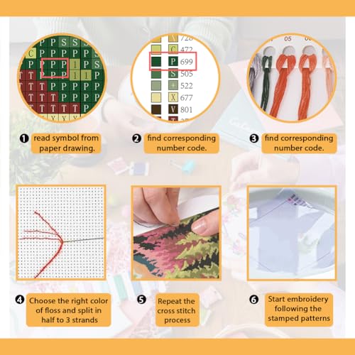 Image of FREEBLOSS 11CT Scenery Cross Stitch Kits for Adults Stamped Cross Stitch Wall Hanging Kit Embroidery Kit Cross Stitch Starter Kit with English Instructions, Cotton Embroidery Fabric
