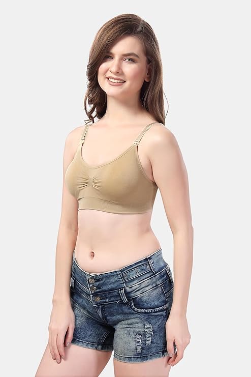 Image of Brachy Women's Plus Sizes Cotton Every Day Bra /Maternity Feeding Bra /Lightly Padded Nursing Bra for Pregnancy | Removable Padded Soft and Comfortable Breastfeeding Bra
