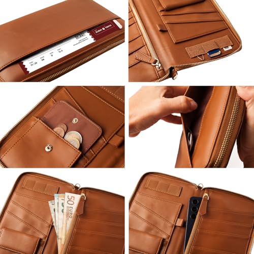 Image of Travel Document Organizer - RFID Passport Wallet Case Family Holder Id Wristlet