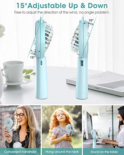 Mini Handheld Fan, ELEGIANT Small Personal Portable Fan with USB Rechargeable 4000mAh Battery Operated Fan 4 Speed Adjustable Work as Portable Power Bank for Woman Home Office Outdoor Travel
