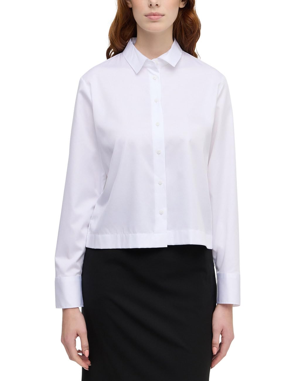 ETERNA Female Satin Shirt Bluse unifarben Oversize FIT 42_D_1/1, 1/1, weiß
