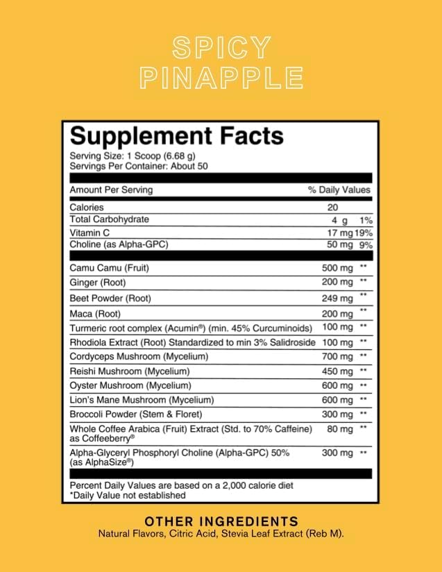 Miniatura 2 de Silver Star Nutrition, Roots Focus - Suplemento nootrópico para el cerebro  Piña picante, mezcla de melena de león, Cordyceps y hongos funcionales