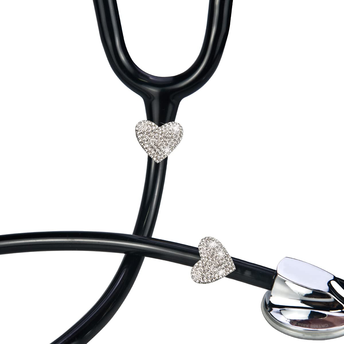 Paquete de 2 dijes de estetoscopio con corazón de chispa, dije de estetoscopio personalizado, dije de estetoscopio de enfermera, plateado para Littman y más (plateado)