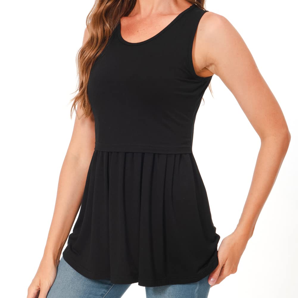 Bearsland Camiseta sin mangas de maternidad para mujer, cuello redondo, suave, para lactancia materna