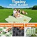 TigeJoy Extra Large Picnic Blanket Waterproof Foldable 80''x80'', Outdoor Picnic Mat Beach Blanket Sandproof for Park, Grass, Travel, Hiking, Camping Essentials, Gingham Picnic Blanket
