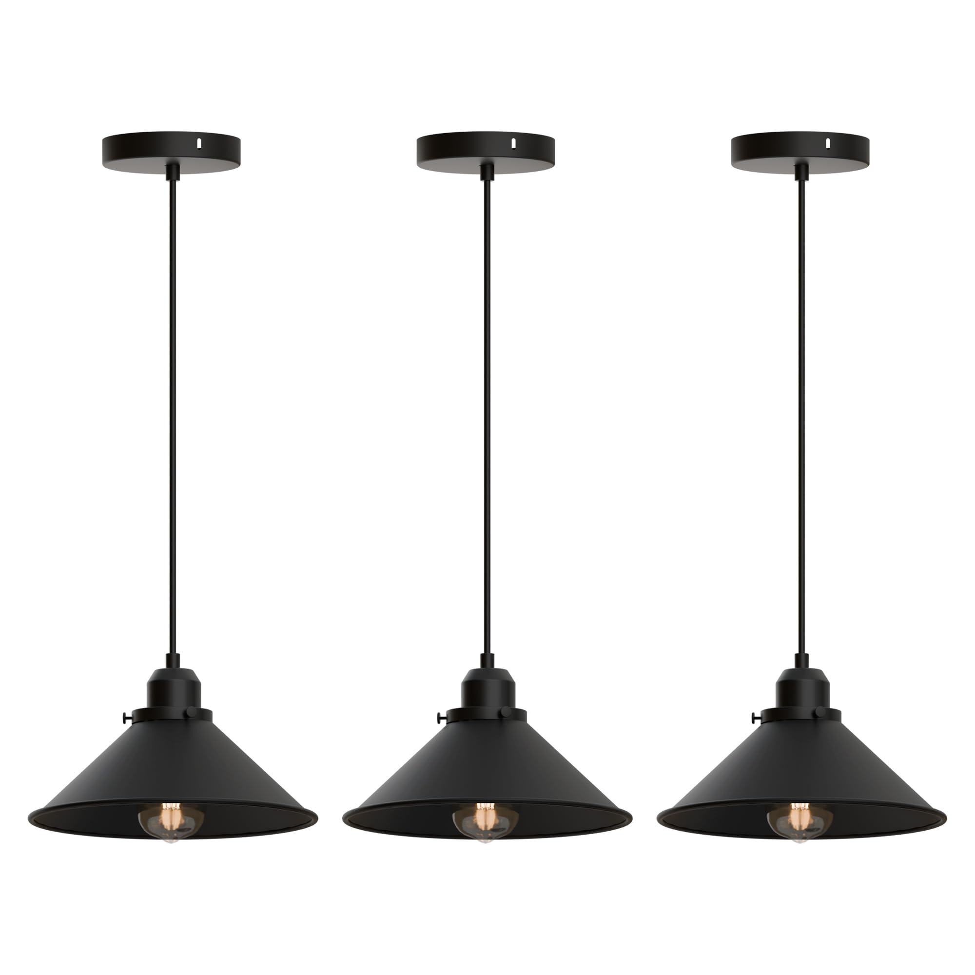 DC VOLTAGE Pendant Lighting Farmhouse Pendant Lamp, Hanging Light Fixtures with Metal Cone Shade Industrial Pendant Lights for Hallway Kitchen Island Dining Room Living Room Pendant light-3pack