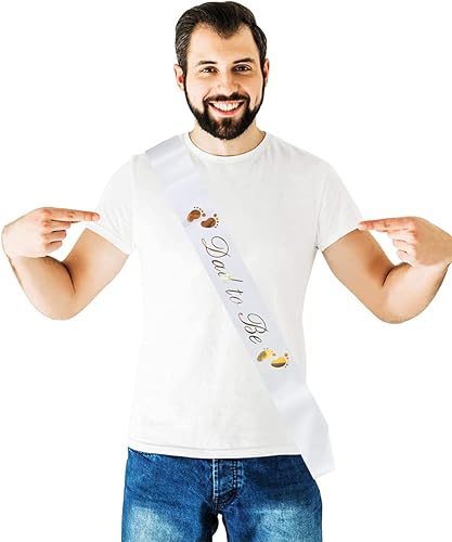 Miniatura 4 de Banda para papá para ser  Elegante banda de baby shower para papá (letras blancas con letras doradas), decoraciones de fiesta de baby shower,