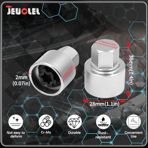 Image of 21PCS Wheel Locking Nut Key Kit Compatible with VW VAG Volkswagen | Wheel Lock Nut Socket Adapter Set, Anti-Theft Lug Removal Tool, Anti-Theft Screw Remover, Repair Tool, Tyre Fitting, garage