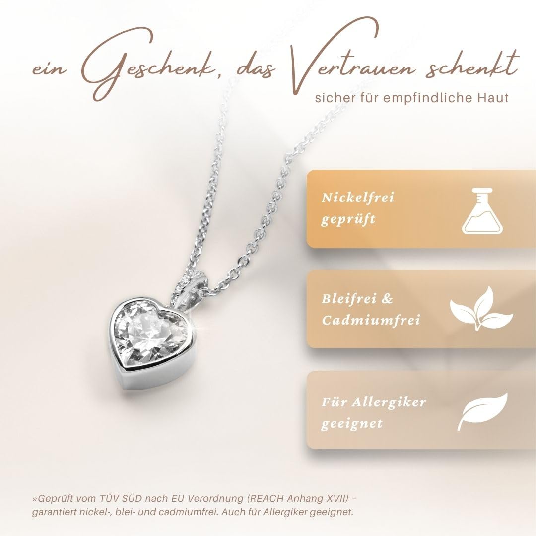 Herzkette Silber 925 / Gold vergoldet Halskette Damen *Ich Liebe Dich* Kette Silberkette Herzanhänger Herz Schmuck nickelfrei Geschenke Frauen Freundin Sie zum Geburtstag Hochzeitstag Jahrestag