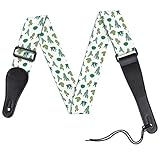LegendTech Correa de la Guitarra y Bajo, Ajustable Correa de Guitarra Correa de Polyester con Extremos de Cuero para Guitarra Acústica/Eléctrica/bajo (Cactus)