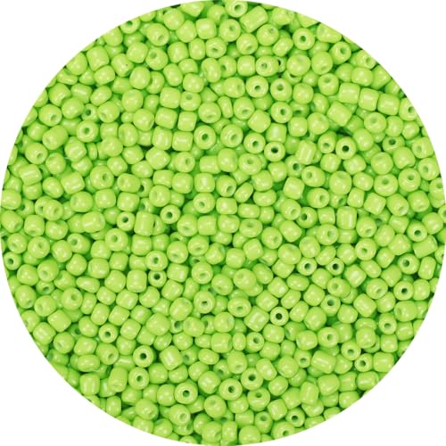 GAGANIU 2000pcs Neon Green Glass Seed Beads, Colorful Tiny 4mm Beads for Jewelry Making, Beading Supplies.