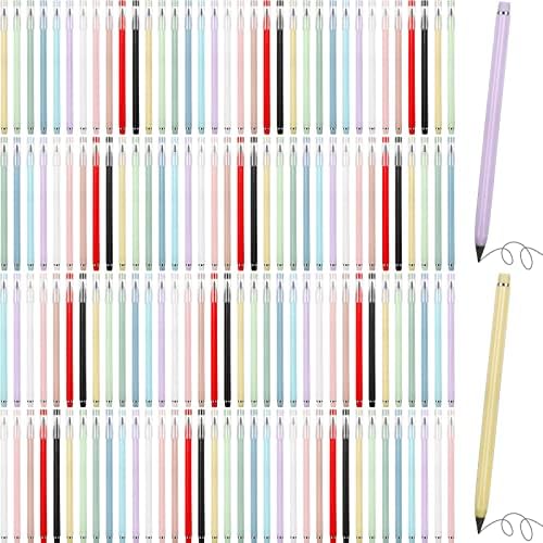 140 Pcs Infinity Pencil with 140 Erasers Bulk Everlasting Pencil Cute Morandi Inkless Pencil Infinity Reusable Pencil School Supplies for High School Students Writing Drawing Drafting Home Office