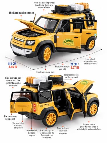 Image of Magicwand Die-Cast Zinc Alloy 1:24 Scale Camel Trophy Defender Defender Loader【Large】 with 6 Openable Doors,Lights & Music【Pack of 1】