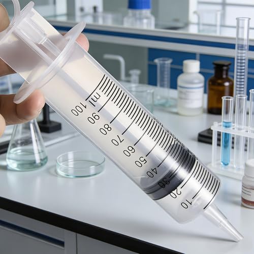 Image of 3Pack Big Syringes (100 ML), Plastic Garden Industrial Syringes for Scientific Labs, Measuring, Watering, Refilling, Filtration Multiple Uses (100 ML(3PCS))