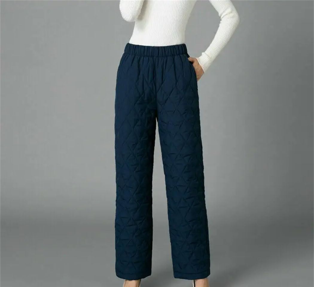 Women Thermal Cotton Pants Quilted Down Trousers Thick Warm Loose Fit Winter Casual Wear