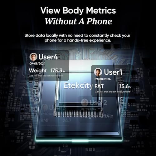 Etekcity Upgraded Smart Scale for Body Weight, FSA HSA Store Eligible, Bathroom Digital Scale with BMI, Body Fat, Muscle Mass, 13 Metrics with a Large Display, Support Offline Mode and Apps Connection 8 51+ISEOAwDL. AC