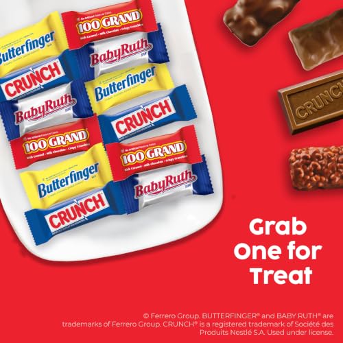 Butterfinger, CRUNCH, Baby Ruth and 100 Grand Mini and Fun Size Assorted Halloween Candy Bars, 75 Count, 29.4 oz - image 6