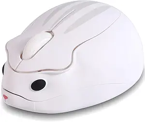 Wireless Mouse Cute White Hamster Shape Silent Fun Portable Novelty Funnny Optical 1200DPI USB Cordless Mice for PC Laptop Computer Notebook MacBook Travel Office Kids Girl Boy Men Women Adults Gift