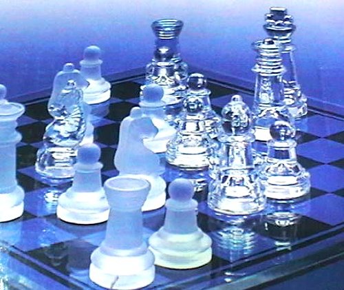 Dalu Ajedrez de Cristal Grueso con pedine Sempre de Cristal Color 1u00a0Serie Brillante + 1u00a0Serie Satinado -