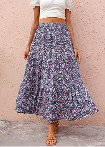 Image of KIRUNDO Maxi Skirts for Women Summer Boho Floral Long Skirt