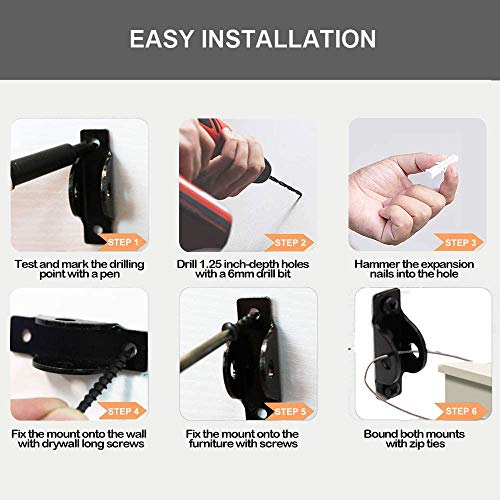 image for Colorsky Baby Proofing Safety Furniture Straps Wall Anchors, Child Pro