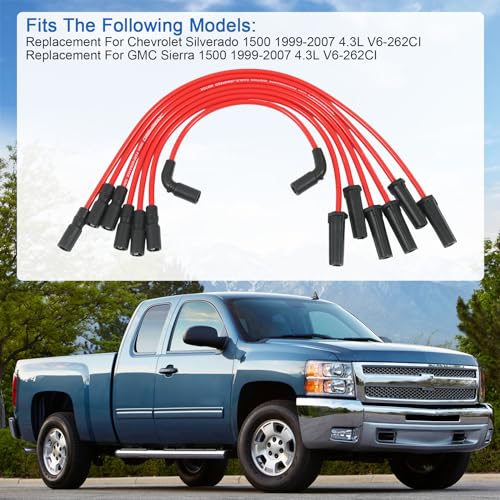 JDMSPEED Spark Plug Wires Silicone 8MM Replacement for Silverado 1500 Sierra 1500 4.3L 1999-2007 Ignition Spark Plug Wire Set