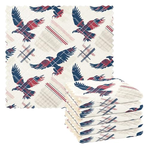 EtherSpher Toallas de rizo de cocina con diseño de pájaro grande rojo y azul, toallas de mano de cocina, lindo paño de limpieza de coche, toallas de tejido de granja para la cocina, 11 x 11 pulgadas