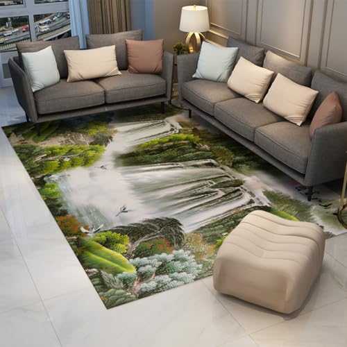 Tapis de chambre paysage chinois 100x150cm antidérapant lavable machine - 3