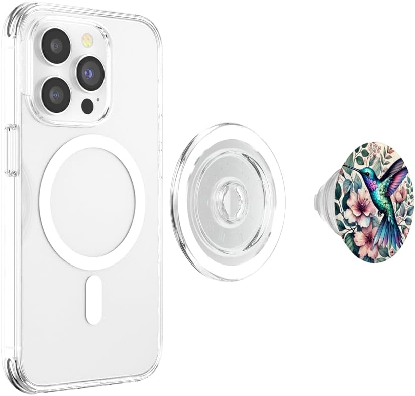 Hummingbird Watercolour Tropical Bird Nature Flowers Design PopSockets PopGrip for MagSafe