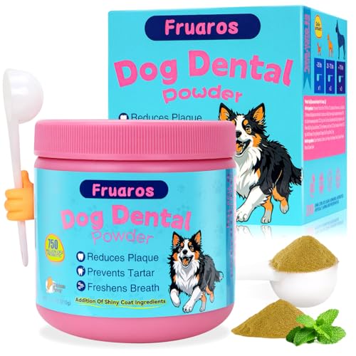 [3-in-1] Dog Dental Powder for Plaque and Tartar Support - 750M CFU Probiotics & Brown Algae Dog Breath Freshener - Vet-Grade Teeth Cleaning, Gut & Coat Health - 7.4 oz (210g) for Large Dogs