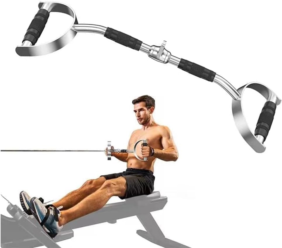 LAT Pull Down Bar Attachment. Neutral Grip LAT Pull Down Bar. D Handles with 880lbs Loading. Solid Steel Material with Handle for Home Gym (27 Inch)