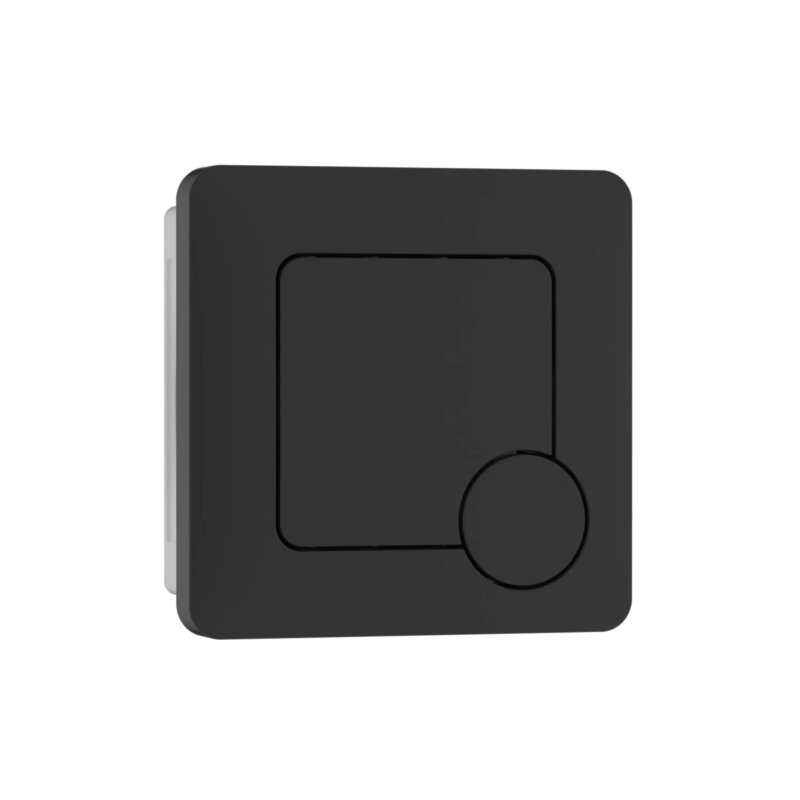 FLODE Square Push Button Flush Plate – Matt Black Toilet Flush Button Panel – Modern Dual Flush Wall Plate for Concealed Cisterns – Easy Clean Bathroom Accessory