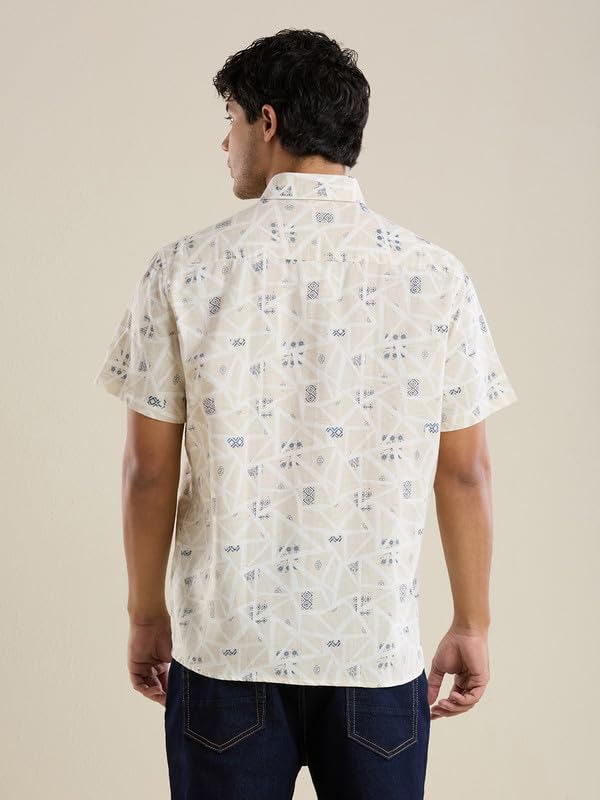 Image of MARK & ALBERT Men's Half Sleeve Linen Slim Fit Shirt