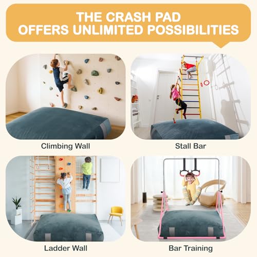 FINCOME 5'x 5' Crash Pads for Kids Sensory Gray Crash Pads with Foam Blocks Washable Velvet Cover Sensory Crash Pad for Climbing Gymnastics Sensory Pad for Sensory Tool, Schools, Sensory Therapy - Image 5