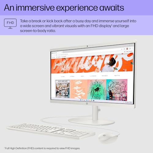 Image of HP 22 inch All-in-One Desktop PC, FHD Display, Intel N200, 8 GB RAM, 256 GB SSD, Intel UHD Graphics, Windows 11 Home, 22-dg0012 (2024)