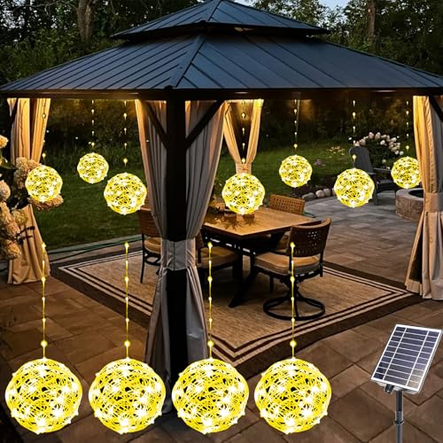 Solar Christmas Ball Lights for Tree Outdoor, 4 Pack 160 LED Globe Lights Waterproof, 8 Modes 7.87in Solar Sphere String Lights Outside for Window Garden Yard Porch Party Decorations, Warm White