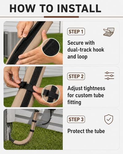 Image of 4 Layers Outdoor AC Line Insulation Pipe Cover 6ft x 10.2in, Cuttable 600D Waterproof Portable AC Hose Insulation Sleeve, Pipe Insulation Wrap for All Season, 1 Pack, Brown