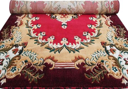 Image of Soft Premium Red Carpet 6x8 ft - Washable, Anti-Skid, Fade-Resistant Acrylic Rug for Living Room, Hall, Bedroom, Modern Decor