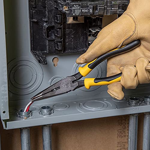 Klein Tools J203-8N Long Nose Side-Cutter Stripping Pliers, Induction Hardened And Heavier For Increased Cutting Power, 8-Inch #TOP3