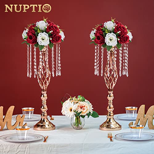 Image of NUPTIO Artificial Flower Centrepieces for Wedding Tables, 2 Pcs Fake Roses