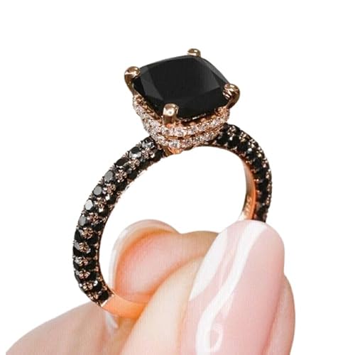 SilverDia 2 Ct Cushion Cut Black onyx Diamond Double Hidden Halo Engagement Ring Half Eternity Delicate Pave Ring For Women 14K Gold Finish 925