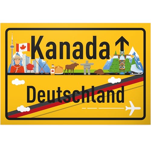 DankeDir! Kanada Deutschland Ortsschild - Kunststoff Schild 30 x 20 cm - Geschenk Idee Gutschein Reise Urlaub Reisegutschein Männer & Frauen Geldgeschenk Abschiedskarte Geschenkidee Deko Karte
