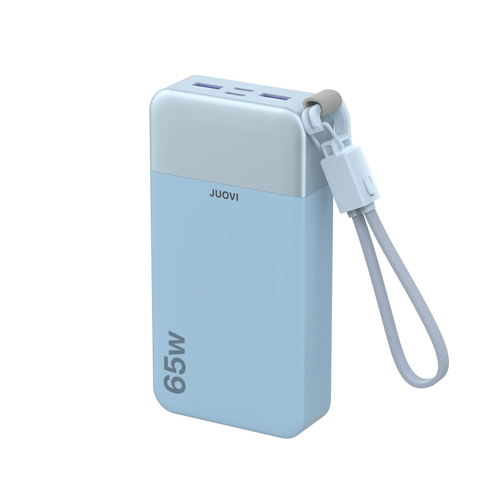 JUOVI Power Bank 65W 20000mAh Cargador Portátil Laptop con Cable | Carga Rápida con 4- Puerto, Pantalla LED, Paquete de Batería Externo para MacBookAir iPad Tablet iPhone