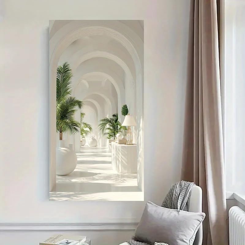 GKUVBF Tableau moderne sur toile « Arche blanche paradis » pour salon, décoration intérieure moderne (90 x 180 cm/sans cadre)