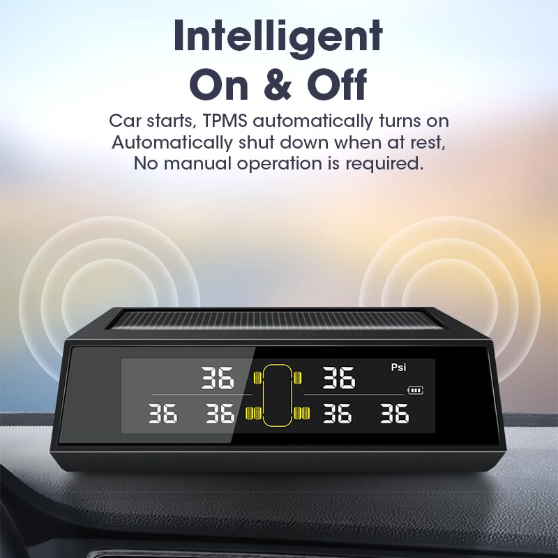 Tpms Più modelli di auto Allarme for auto solare Schermo del sistema di monitoraggio della pressione dei pneumatici e 5.5 sensori esterni a 6 pneumatici ad alta impermeabilità Pressione Pneumatici