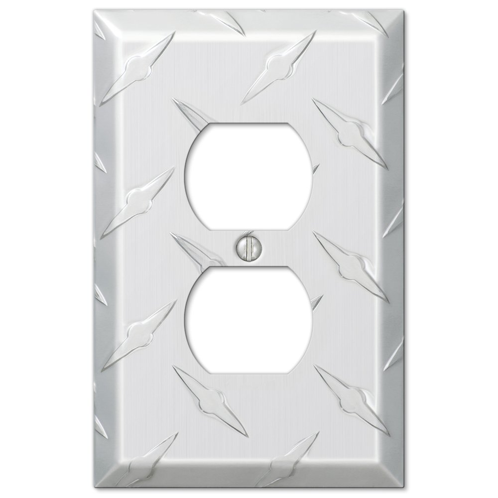 Amerelle 955D Diamond Plate Wallplate, 1 Duplex, Stampled Aluminum, Silver, 1-Pack