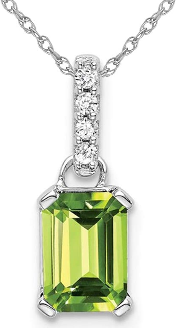 Emerald Cut Peridot Drop Pendant 