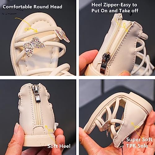 Girls Sandals Fashion Summer Strappy Flats Gladiator Sandals Shoes with Decoration Heel Zipper For Toddler/Little Kid/Big Kid3